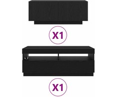 TV staliukas TV spintelių komplektas 2 pcs Juoda 200 x 35 x 40 cm