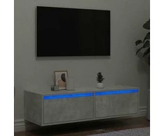 TV staliukas TV spintelė su LED apšvietimu, betono pilka, 100X35,5x25 cm