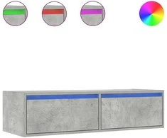 TV staliukas TV spintelė su LED apšvietimu, betono pilka, 100X35,5x25 cm