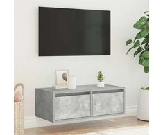 TV staliukas TV spintelė su LED apšvietimu, betono pilka, 75x35,5x25 cm