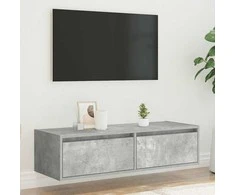 TV staliukas TV spintelė su LED apšvietimu, betono pilka, 100X35,5x25 cm