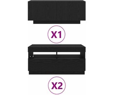 TV staliukas TV spintelių komplektas 3 pcs Juoda 260 x 35 x 40 cm