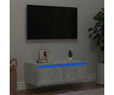 TV staliukas TV spintelė su LED apšvietimu, betono pilka, 75x35,5x25 cm
