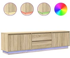 TV staliukas TV spintelė su LED lemputėmis, ąžuolo spalvos, 193,5x41x50 cm