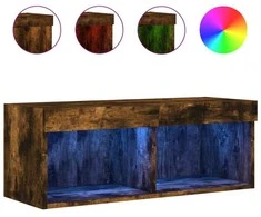 TV staliukas TV spintelė su LED lemputėmis, dūminio ąžuolo, 80x30x30cm