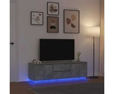 TV staliukas TV spintelė su LED lemputėmis, betono pilka, 160,5x41x50 cm
