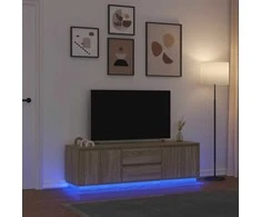 TV staliukas TV spintelė su LED lemputėmis, ąžuolo spalvos, 160,5x41x50 cm