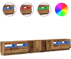 TV staliukas TV spintelė su LED lemputėmis, senovinė mediena, 260x35x40cm, inžinerinė mediena