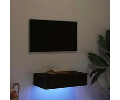 TV staliukas TV spintelė su LED lemputėmis, juodo ąžuolo spalvos, 60x35x15,5 cm
