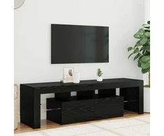 TV staliukas TV spintelė su LED lemputėmis, juodo ąžuolo spalvos, 140x36,5x40cm, inžinerinė mediena
