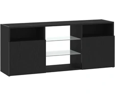 TV staliukas TV spintelė su LED lemputėmis, juodo ąžuolo spalvos, 120x30x50cm, inžinerinė mediena