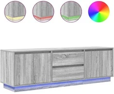 TV staliukas TV spintelė su LED lemputėmis, pilka ąžuolo, 160,5x41x50 cm