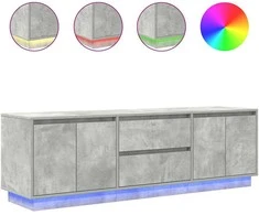 TV staliukas TV spintelė su LED lemputėmis, betono pilka, 160,5x41x50 cm