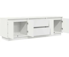 TV staliukas TV spintelė su LED lemputėmis, baltos spalvos, 160,5x41x50 cm