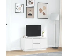 TV staliukas TV spintelė su LED lemputėmis, balta, 100x41x50 cm