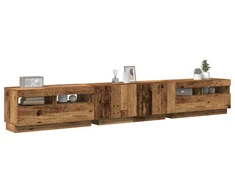 TV staliukas TV spintelė su LED lemputėmis, senovinė mediena, 260x35x40cm, inžinerinė mediena