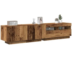 TV staliukas TV spintelė su LED lemputėmis, senovinė mediena, 180x35x40cm, inžinerinė mediena
