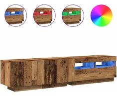 TV staliukas TV spintelė su LED lemputėmis, senovinė mediena, 180x35x40cm, inžinerinė mediena