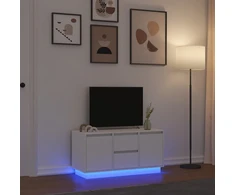 TV staliukas TV spintelė su LED lemputėmis, balta, 100x41x50 cm