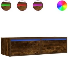 TV staliukas TV spintelė su LED lemputėmis, dūminio ąžuolo, 100X35,5x25 cm