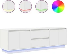 TV staliukas TV spintelė su LED lemputėmis, baltos spalvos, 160,5x41x50 cm
