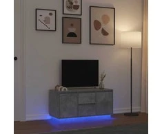 TV staliukas TV spintelė su LED lemputėmis, betono pilka, 100x41x50 cm