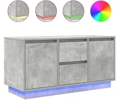 TV staliukas TV spintelė su LED lemputėmis, betono pilka, 100x41x50 cm