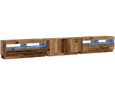 TV staliukas TV spintelė su LED lemputėmis, senovinė mediena, 300x35x40cm, inžinerinė mediena