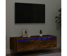 TV staliukas TV spintelė su LED lemputėmis, dūminio ąžuolo, 100X35,5x25 cm