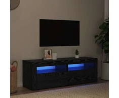 TV staliukas TV spintelė su LED lemputėmis, juodo ąžuolo spalvos, 120x35x40cm, inžinerinė mediena