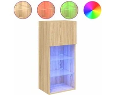 TV staliukas TV spintelė su LED lemputėmis, ąžuolo spalvos, 40,5x30x90cm