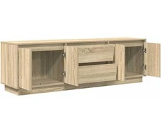 TV staliukas TV spintelė su LED lemputėmis, ąžuolo spalvos, 160,5x41x50 cm
