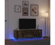 TV staliukas TV spintelė su LED lemputėmis, dūminio ąžuolo, 160,5x41x50 cm