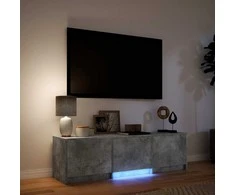 TV staliukas TV spintelė su LED 140x34x40 cm Betono Pilka Dirbtinė mediena