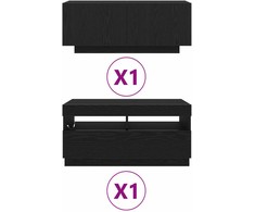 TV staliukas TV spintelių komplektas 2 pcs Juoda 180 x 35 x 40 cm