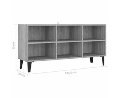 TV staliukas TV spintelė su metalinėmis kojelėmis, pilka, 103,5x30x50cm