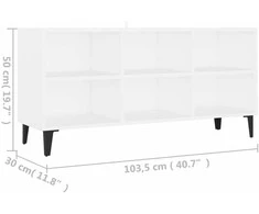 TV staliukas TV spintelė su metalinėmis kojelėmis, balta, 103,5x30x50cm