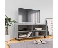 TV staliukas TV spintelė su ratukais, pilka ąžuolo, 90x35x35cm, mediena