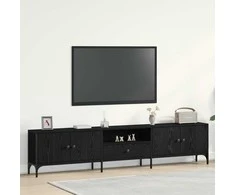 TV staliukas Televizoriaus spintelė su stalčių juoda ąžuolo 200 x 25 x 44 cm