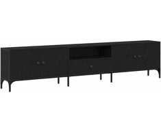 TV staliukas Televizoriaus spintelė su stalčių juoda ąžuolo 200 x 25 x 44 cm