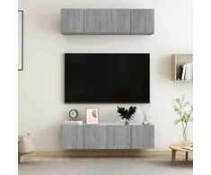 TV staliukas TV spintelės, 4vnt., pilkos ąžuolo, 60x30x30cm, mediena