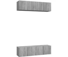 TV staliukas TV spintelės, 4vnt., pilkos ąžuolo, 60x30x30cm, mediena