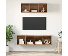 TV staliukas TV spintelių komplektas 2 pcs Senovinis medis Apdirbta mediena
