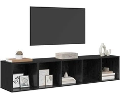 TV staliukas TV spintelės komplektas 2 pcs Juodas ąžuolas Apdirbta mediena