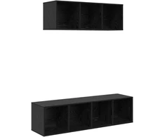 TV staliukas TV spintelių komplektas 2 pcs Juodas ąžuolas Apdirbta mediena
