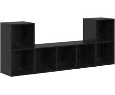 TV staliukas TV spintelių komplektas 3 pcs Juoda Apdirbta mediena