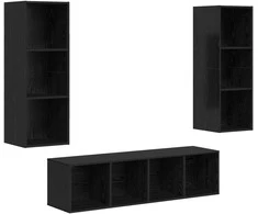 TV staliukas TV spintelių komplektas 3 pcs Juodas ąžuolas Apdirbta mediena