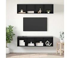 TV staliukas TV spintelių komplektas 3 pcs Juodas ąžuolas Apdirbta mediena