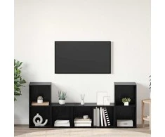 TV staliukas TV spintelių komplektas 3 pcs Juoda Apdirbta mediena