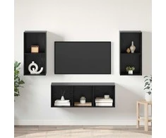 TV staliukas TV spintelių komplektas 3 pcs Juodas ąžuolas Apdirbta mediena